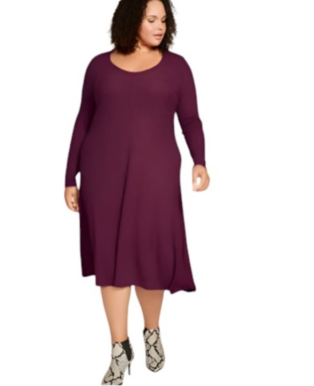Universal Standard Purple Form Rib Portrait Midi Dress